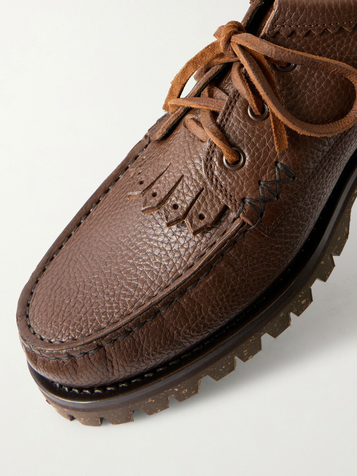 Yuketen - Italian Blucher Full-Grain Leather Boat Shoes - Brown