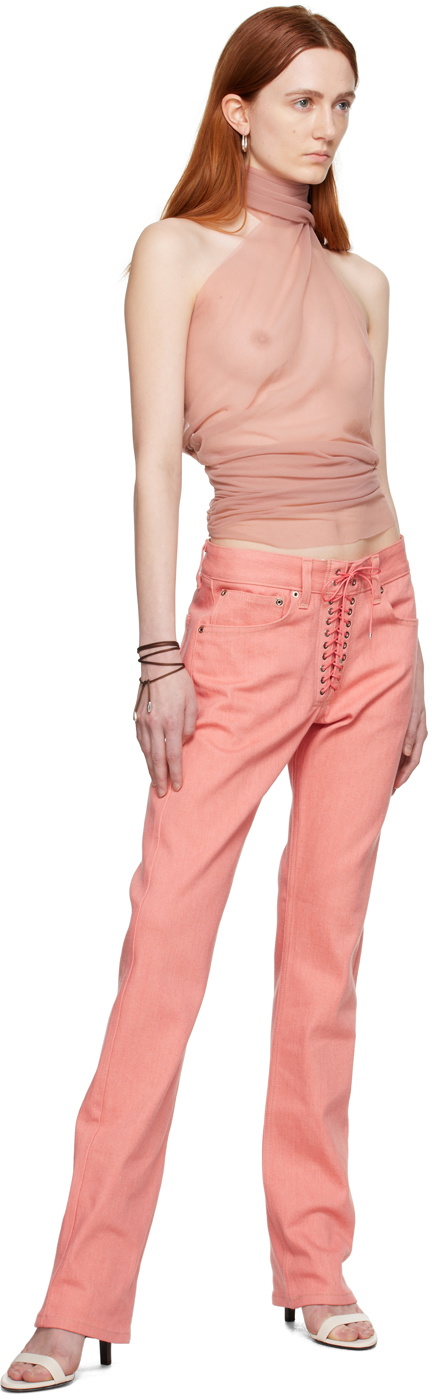 Ludovic de Saint Sernin Pink Lace-Up Jeans