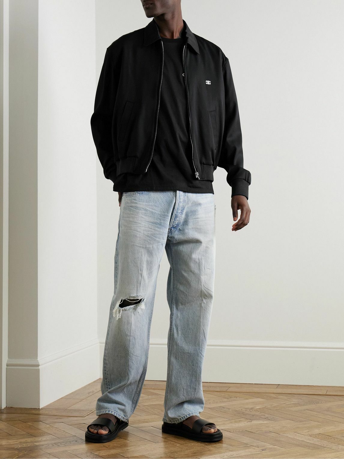 CELINE - Logo-Print Cotton-Jersey T-Shirt - Black