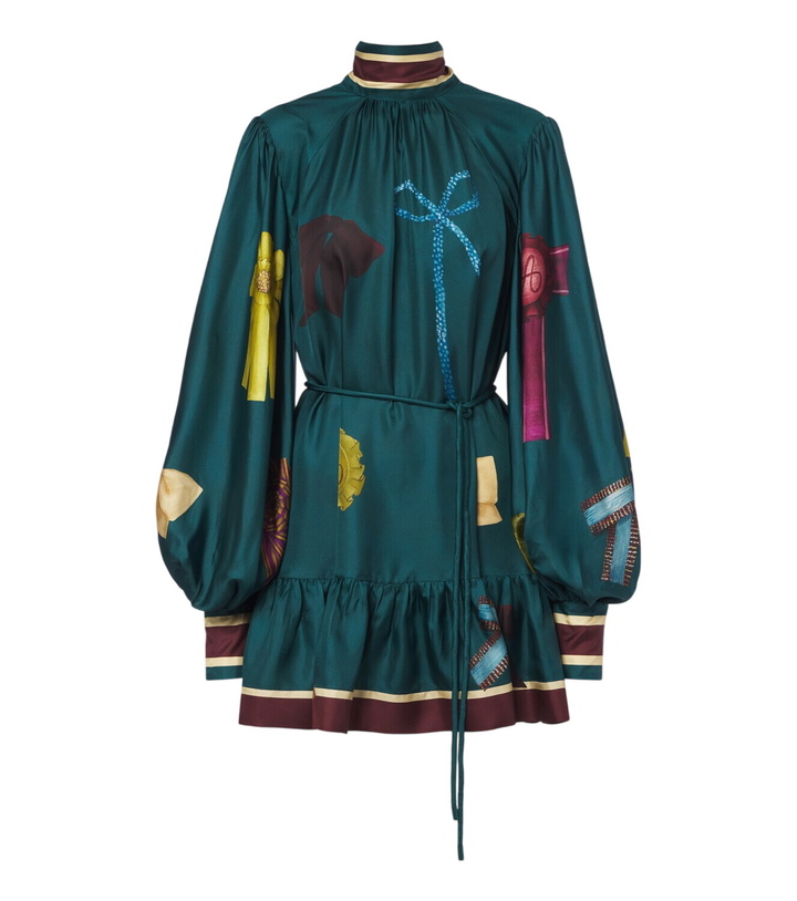 Photo: Alémais Rosette printed silk twill minidress