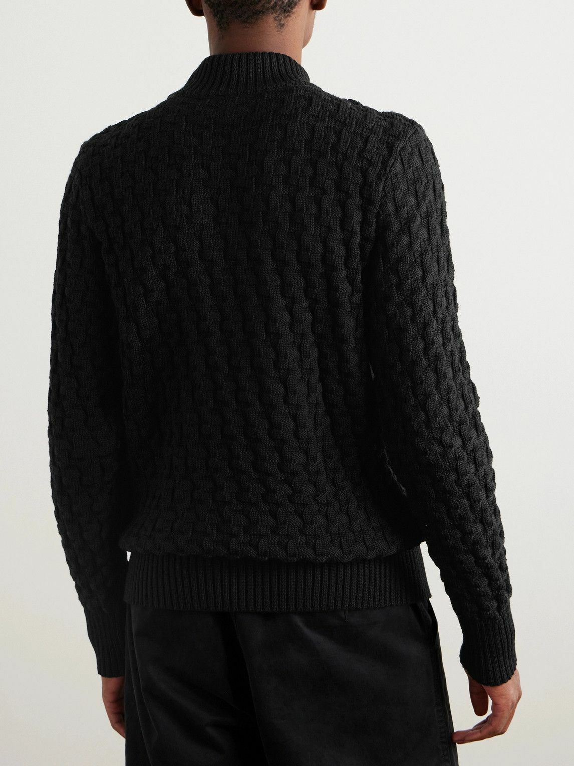 S.N.S. Herning - Stark Slim-Fit Cable-Knit Merino Wool Sweater - Black