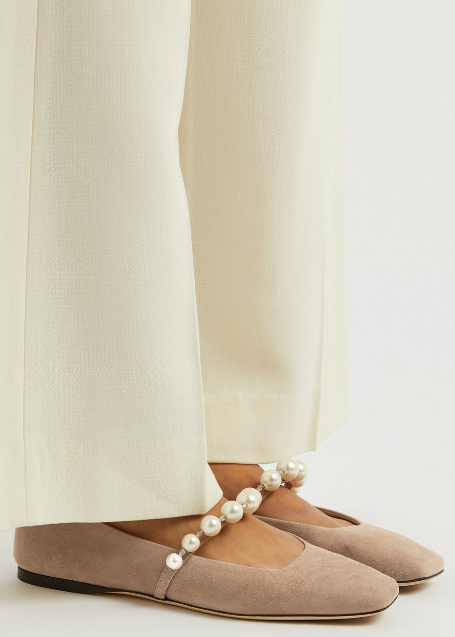 【関税&送料込】Jimmy Choo Ballerina Ade Flat In Suede Ade embellished suede ballet flats in black - Jimmy Choo