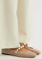 Jimmy Choo Ade Embellished Suede Ballet Flats Nude