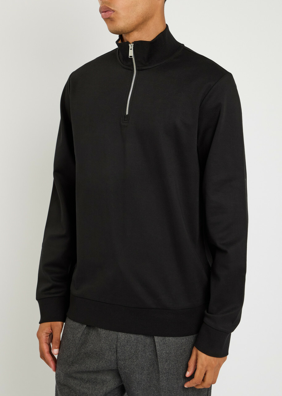 Boss Stimmann Half-zip Cotton-blend Sweatshirt Black