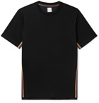PAUL SMITH - Striped Webbing-Trimmed Organic Cotton-Jersey T-Shirt - Black