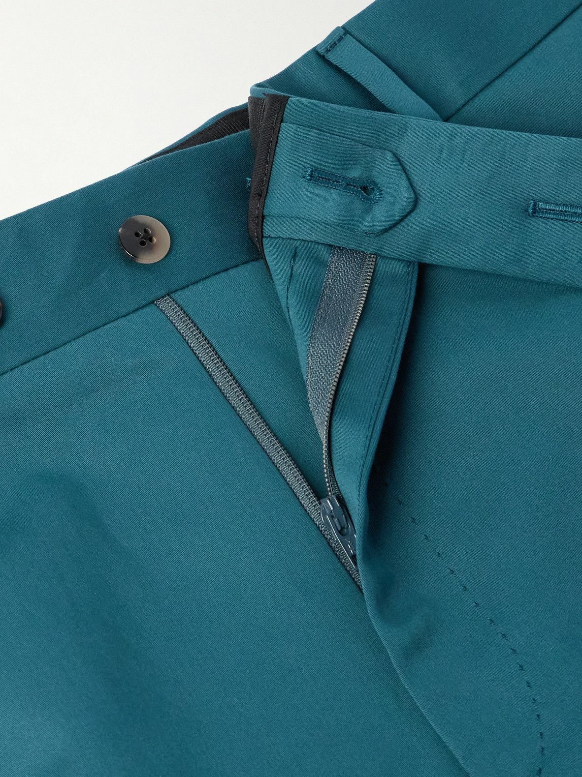 Caruso - Slim-Fit Pleated Cotton and Silk-Blend Twill Trousers - Blue