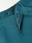 Caruso - Slim-Fit Pleated Cotton and Silk-Blend Twill Trousers - Blue