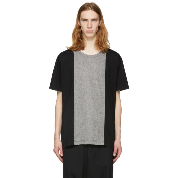 Photo: Comme des Garçons Homme Plus Black and Grey Panelled T-Shirt