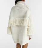 Moncler Grenoble Fringed wool-blend cardigan