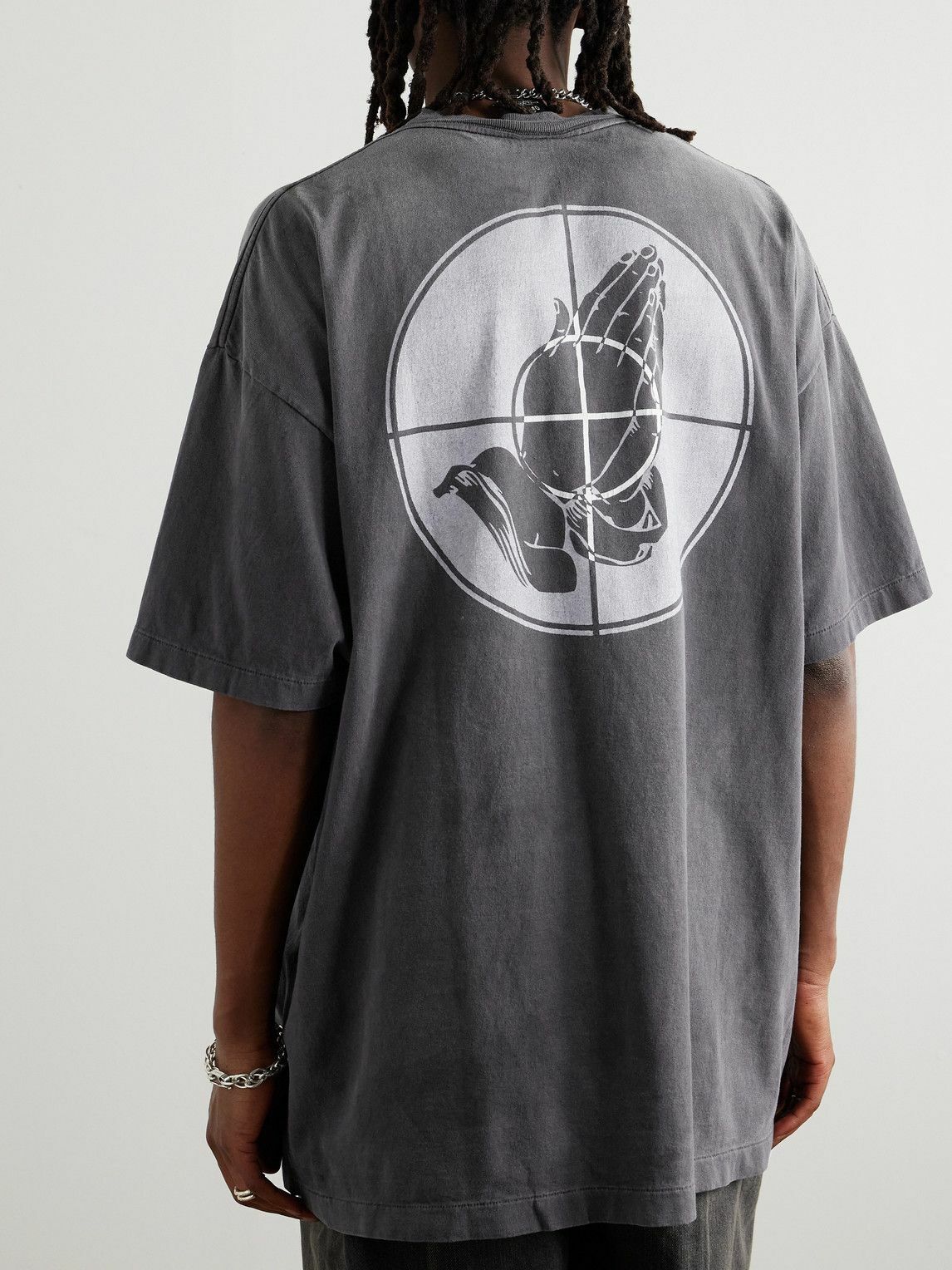 SAINT MXXXXXX - Fear of God Distressed Printed Cotton-Jersey