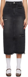 Kijun Black Guggenheim Denim Midi Skirt