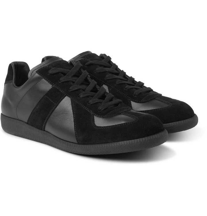Photo: MAISON MARGIELA - Replica Leather and Suede Sneakers - Black