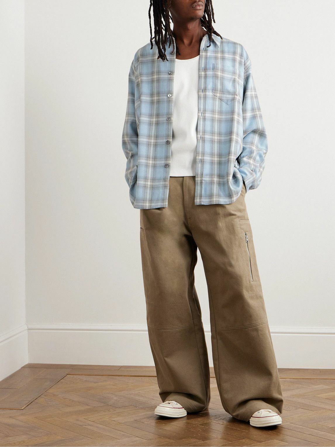 AMI PARIS - Checked Flannel Shirt - Blue AMI