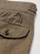 Rubinacci - Manny Slim-Fit Tapered Pleated Wool-Flannel Trousers - Brown