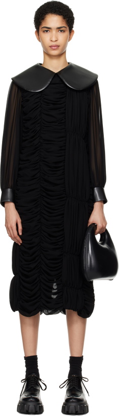 Photo: Comme des Garçons Black Georgette Faux-Leather Midi Dress