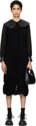 Comme des Garçons Black Georgette Faux-Leather Midi Dress