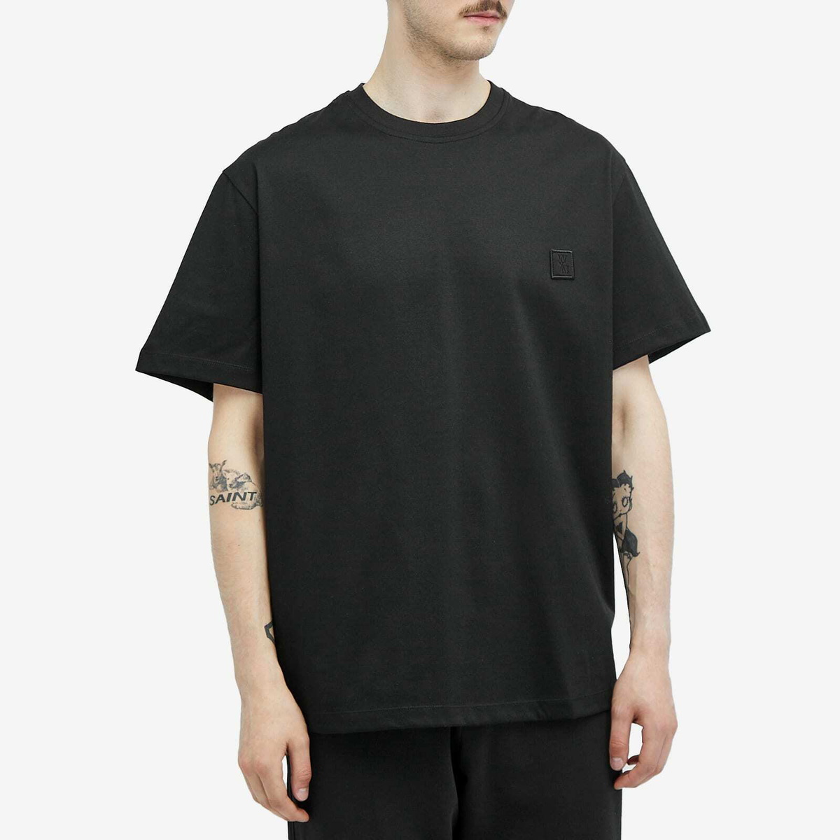 【WOOYOUNGMI】Men's Flower Back Logo T-Shirt Wooyoungmi Men's Flowers Back Logo T-Shirt in Black Wooyoungmi