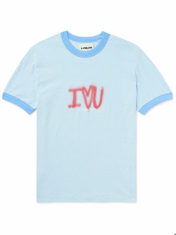 Photo: POLITE WORLDWIDE® - Printed Cotton and Hemp-Blend Jersey T-Shirt - Blue