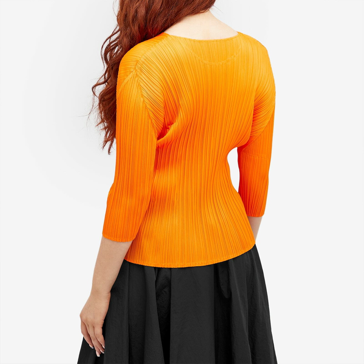 Pleats Please Issey Miyake Women's Short Sleeve Top in Orange