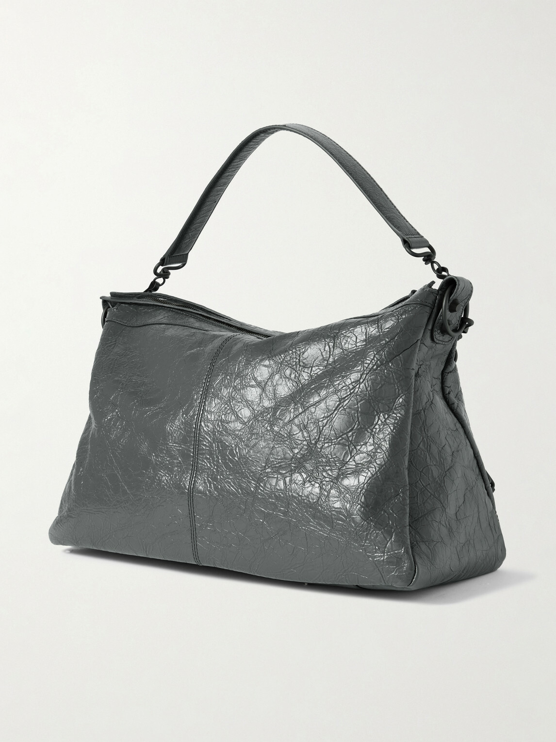 Balenciaga - Le City Moto Medium Embellished Crinkled-Leather Messenger Bag