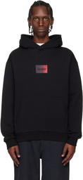 Hugo Black Cotton-Terry Gradient Logo Hoodie