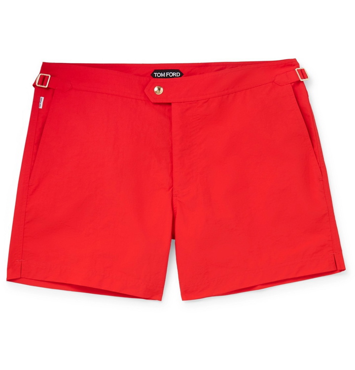 Photo: TOM FORD - Slim-Fit Mid-Length Swim Shorts - Red