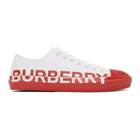Burberry Red and White Larkhall M Logo Sneakers