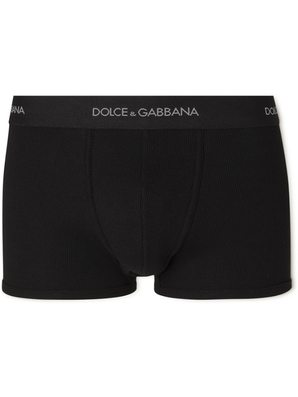 Photo: DOLCE & GABBANA - Ribbed Cotton Boxer Briefs - Black