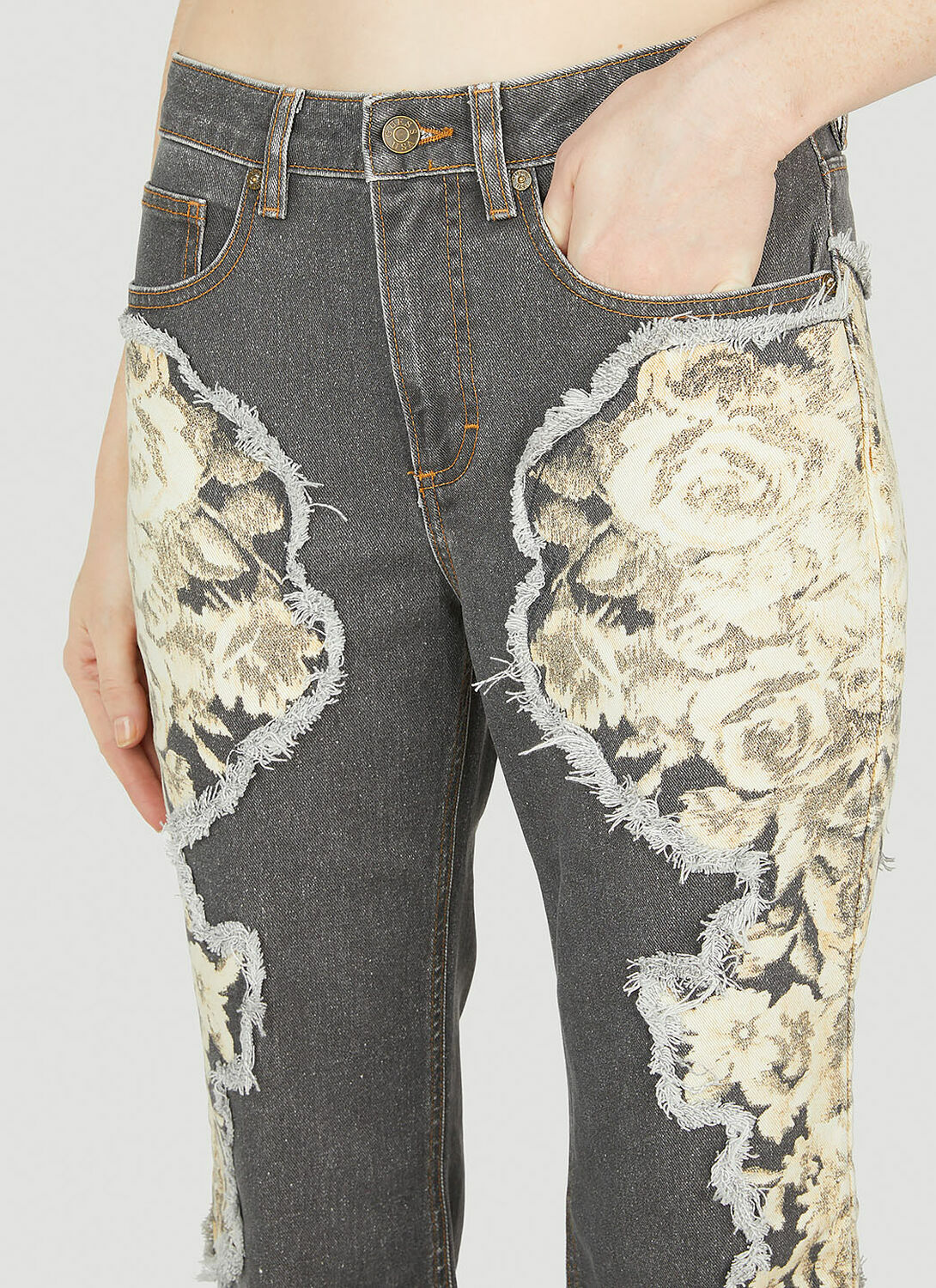 Guess USA Floral Printed Flared Jeans