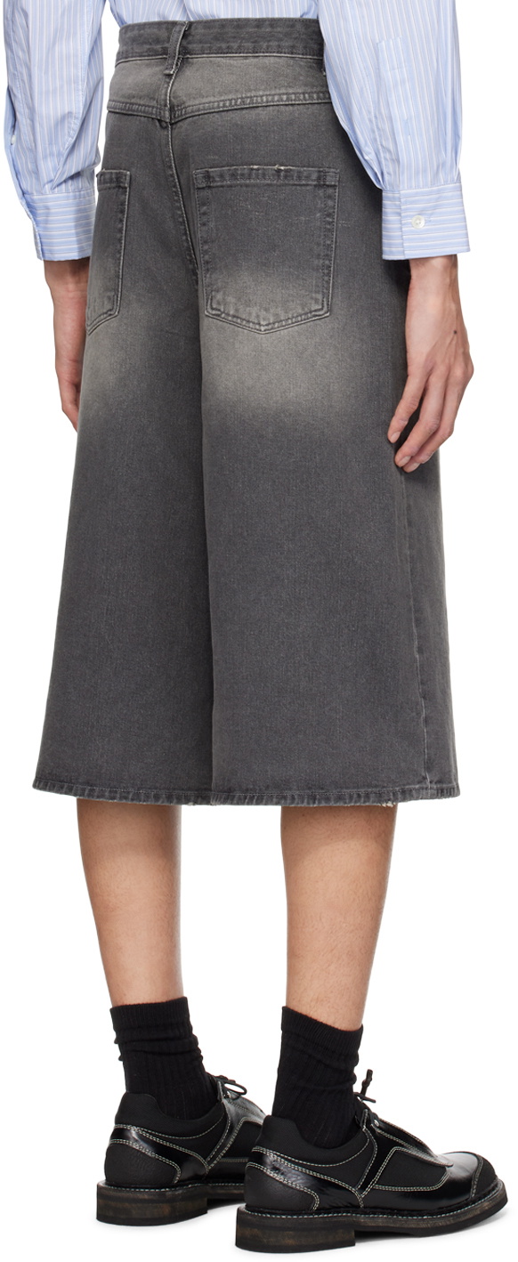 LOW CLASSIC Gray Faded Denim Shorts