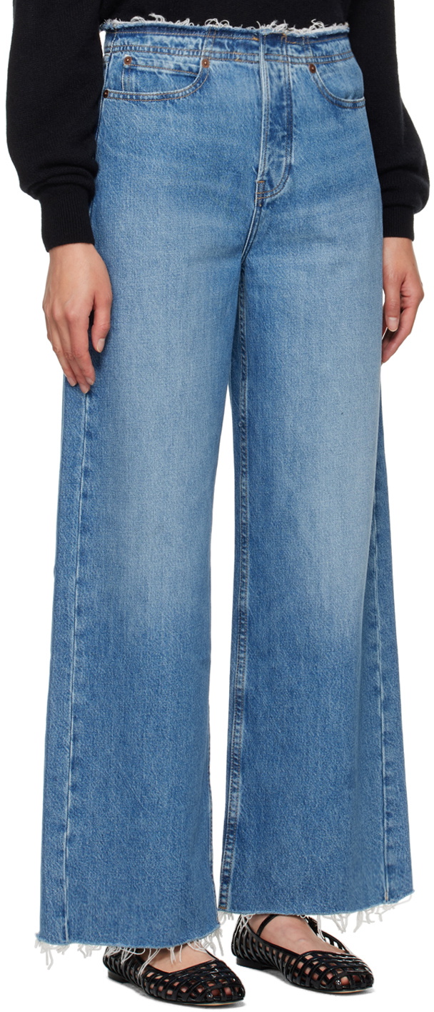 FRAME Blue 'Le Low Baggy Wide Leg' Jeans