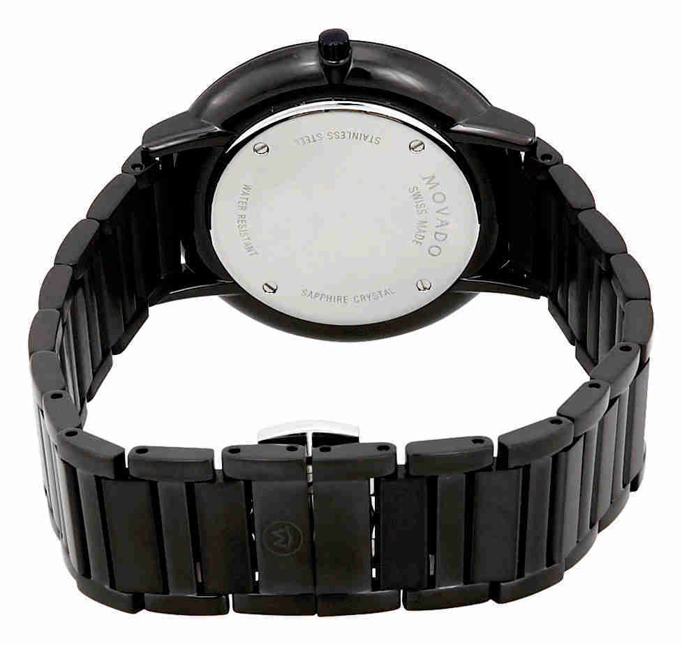 Movado Ultra Slim Black Mother of Pearl Dail Ladies Watch 0607211