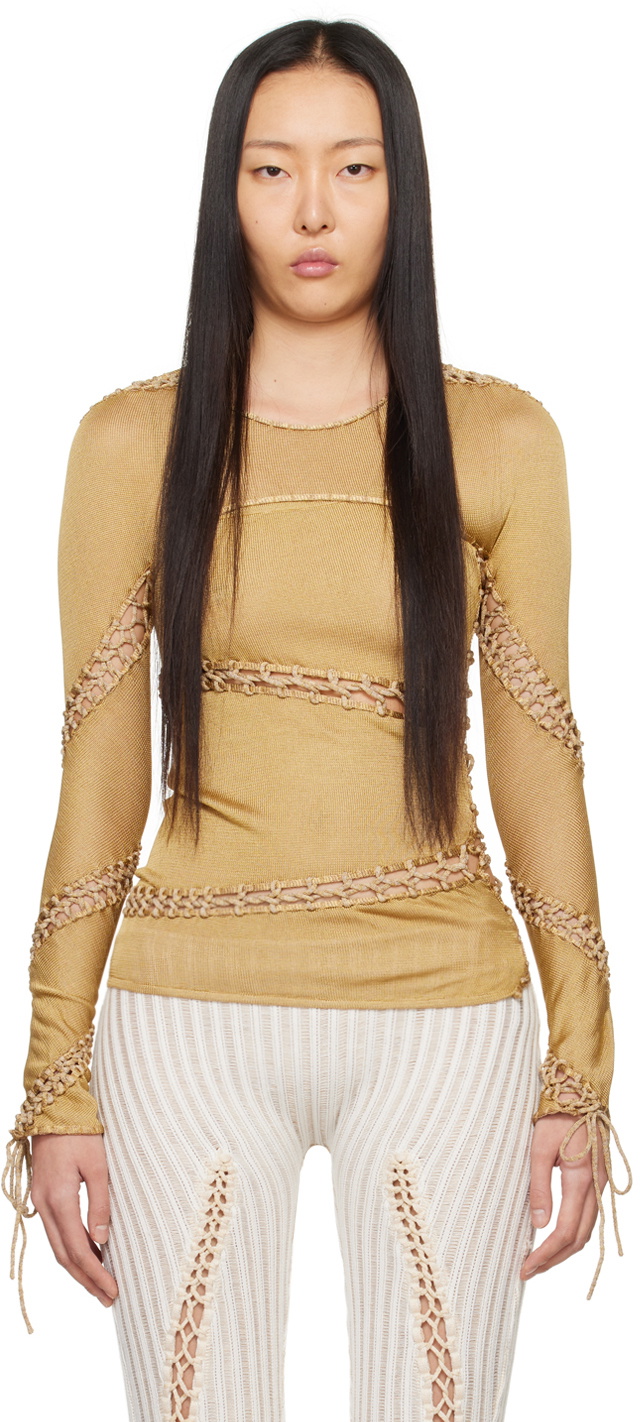 Isa Boulder Orange Armor Chain Crop Long Sleeve T-Shirt Isa Boulder