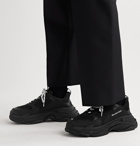 Balenciaga - Triple S Mesh, Nubuck and Leather Sneakers - Black