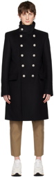 Balmain Black Military-Style Coat