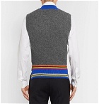 Versace - Appliquéd Striped Wool Sweater Vest - Men - Gray