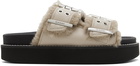 GANNI Taupe Feminine Buckle Flat Sandals