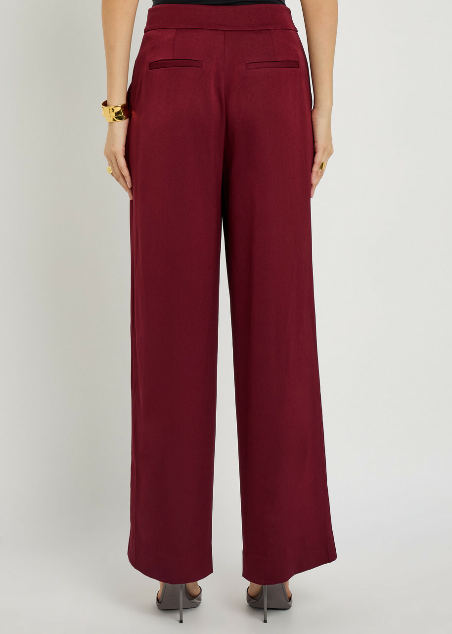 Simkhai Kyra Pintuck Wide-leg Satin Trousers Red