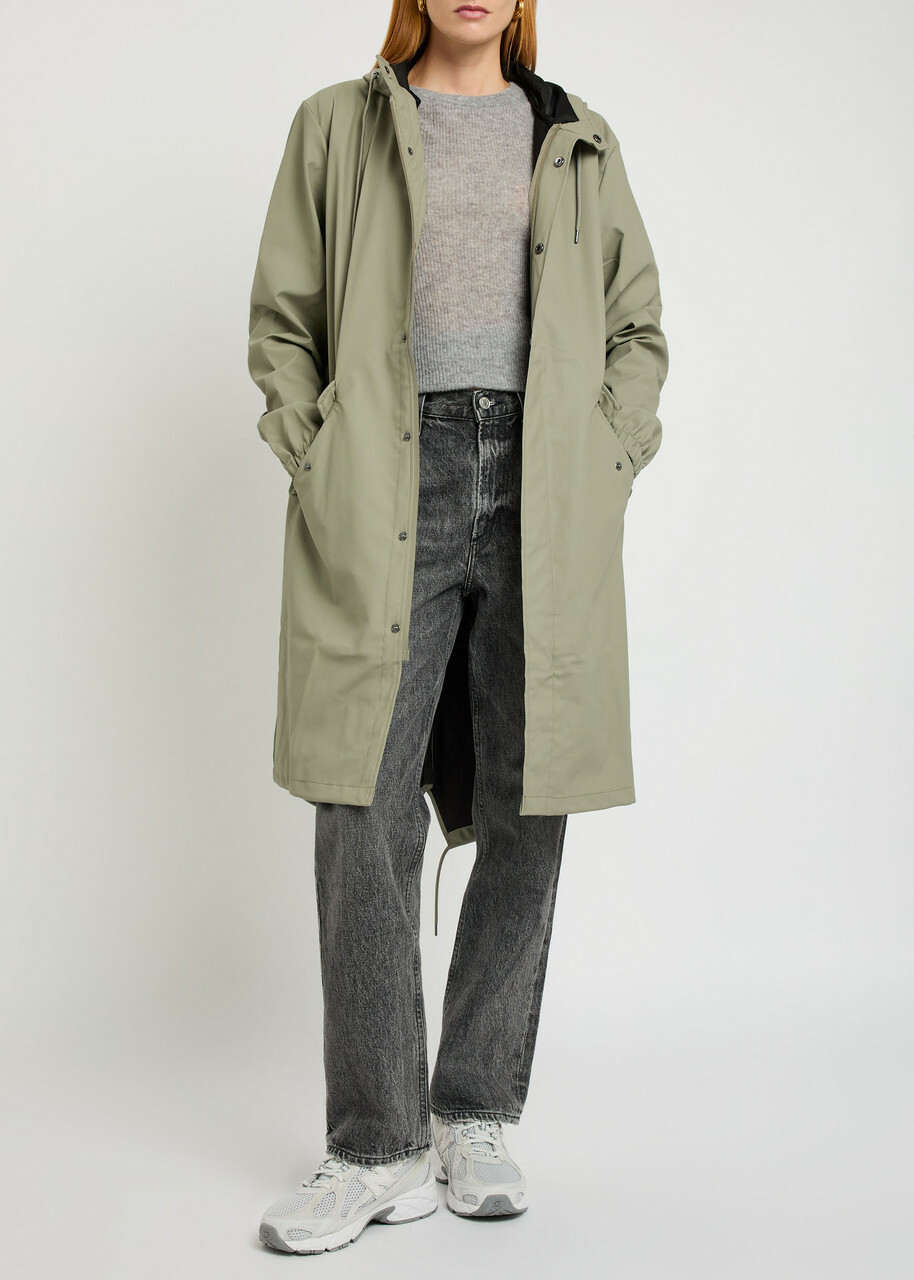 Rains W3 Fishtail Hooded Rubberised Parka Sage