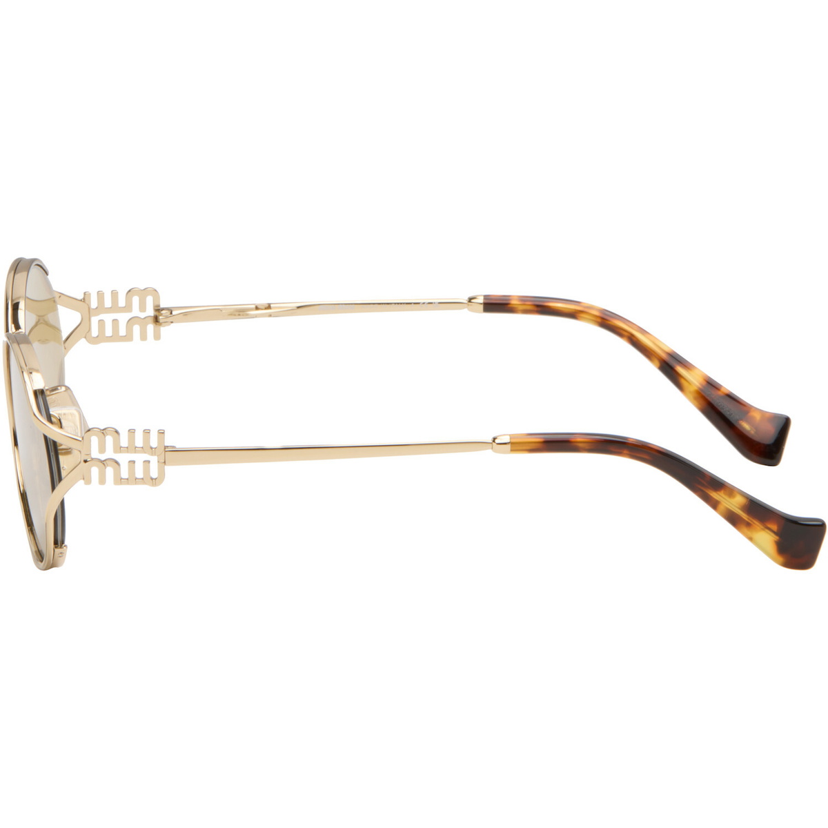 Miu Miu Eyewear Gold Metal Oval Sunglasses