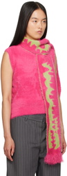 Charles Jeffrey LOVERBOY Pink Fluffy Scarf Vest