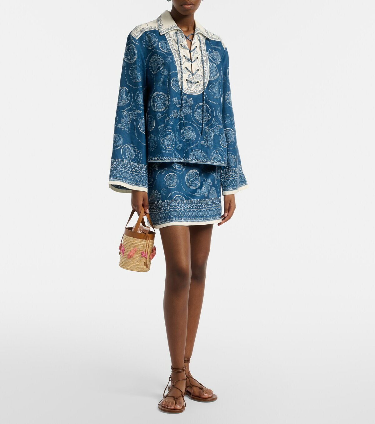 Alémais Lucky printed linen miniskirt
