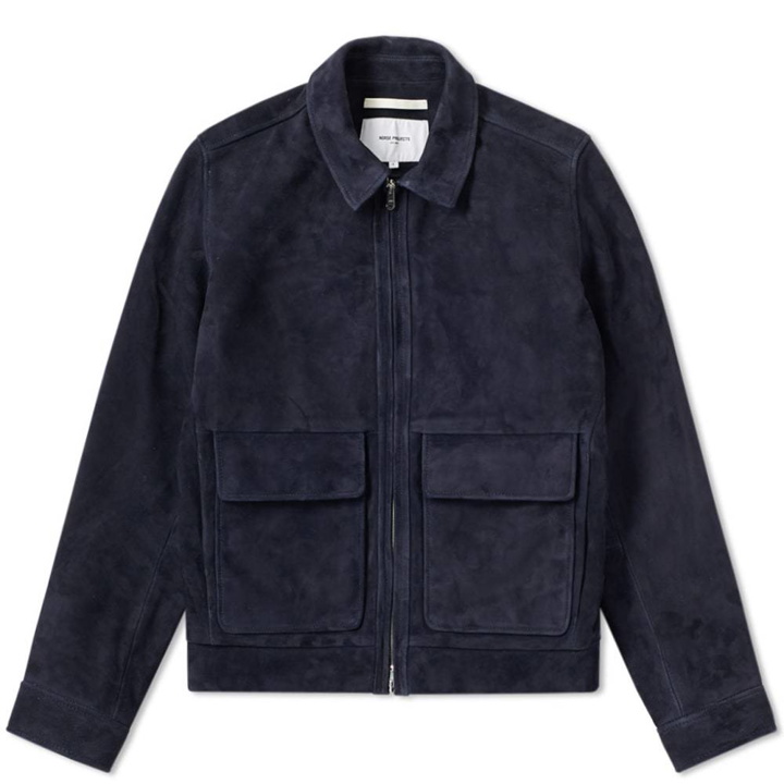 Photo: Norse Projects Tyge Suede Jacket Blue