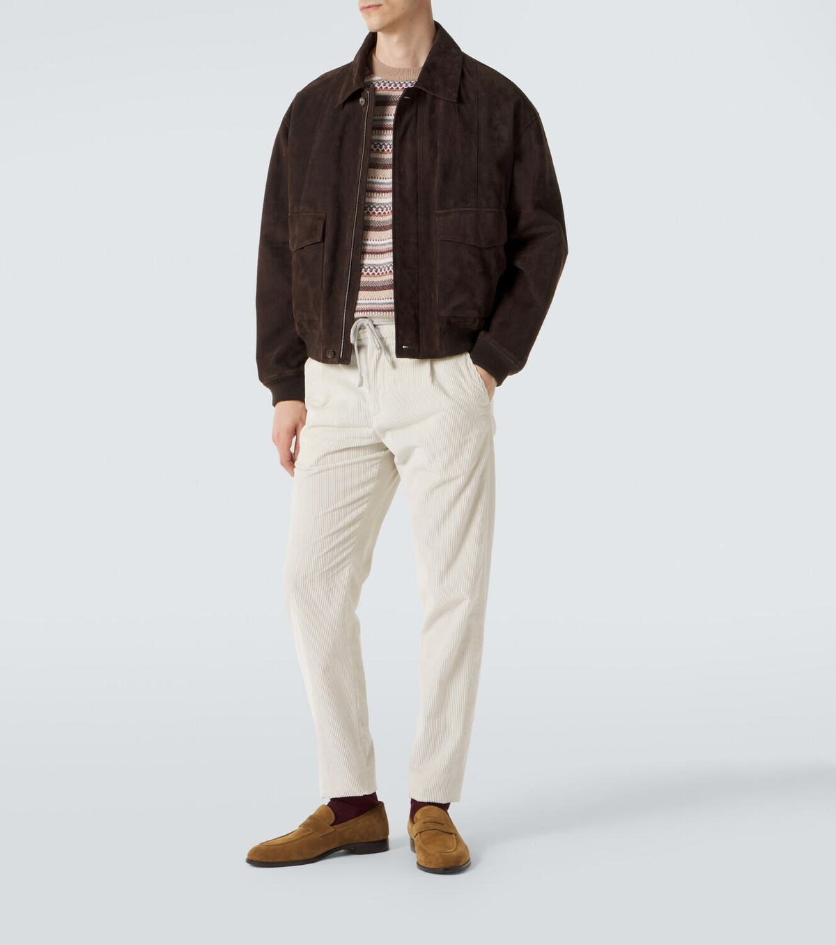 Eleventy Cotton and cashmere corduroy straight pants