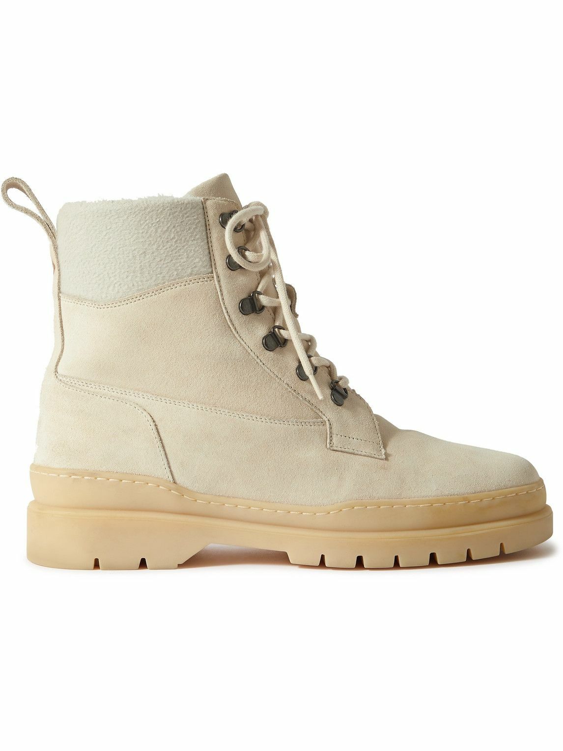 Loro Piana - Gravel Cashmere-Trimmed Suede Boots - Neutrals  display picture 1