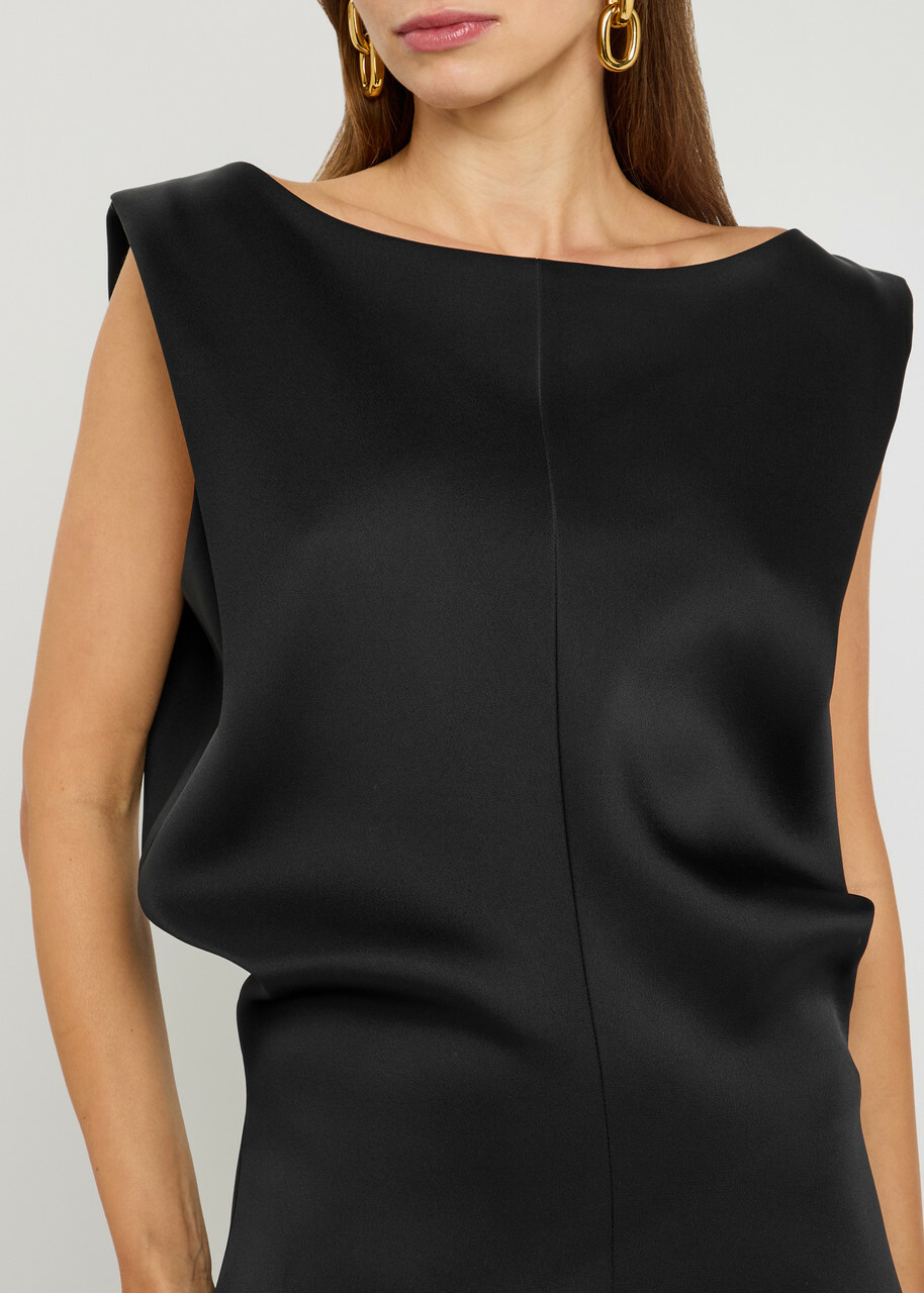 Khaite Toma Sculpted Satin-crepe Mini Dress Black