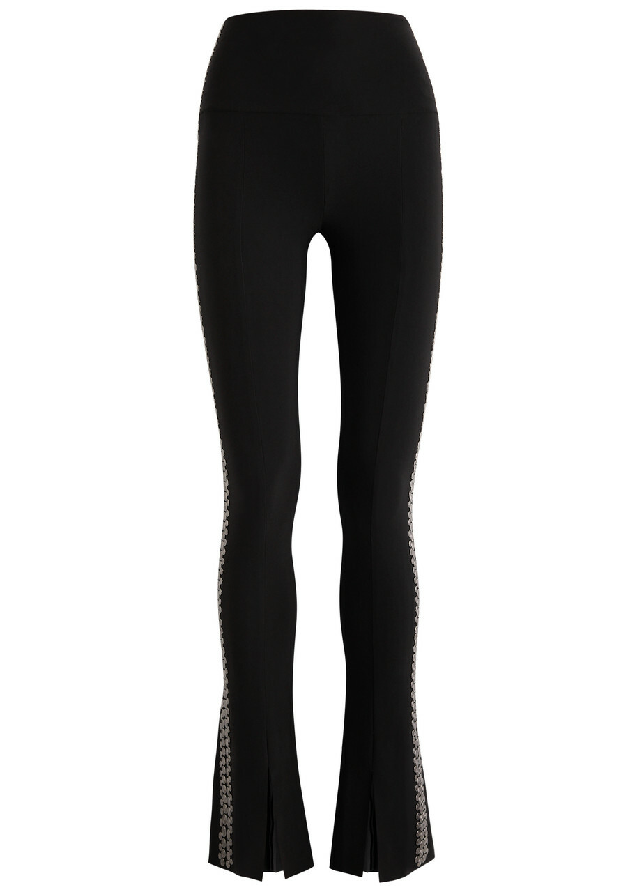 Norma Kamali Stud-embellished Stretch-jersey Leggings Black