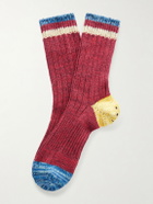 KAPITAL - Ivy Rainbowy Happy Heel Cotton and Hemp-Blend Socks - Red
