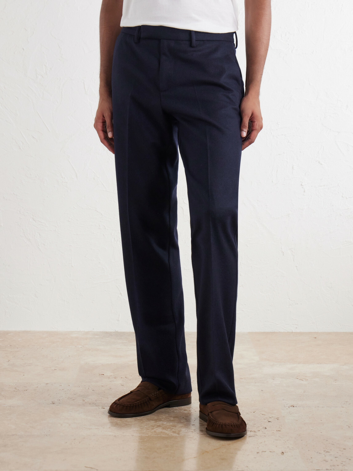 Sunspel - Straight-Leg Wool Trousers - Blue