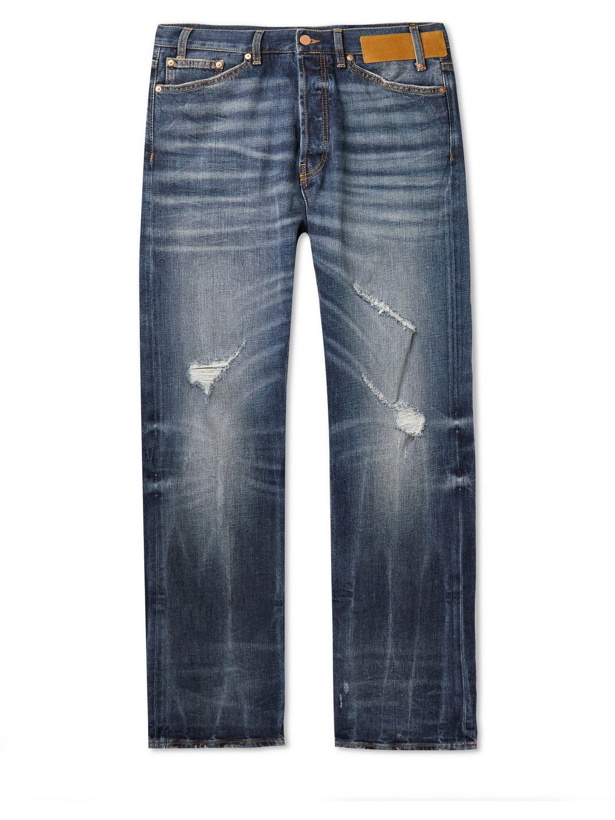 Photo: Palm Angels - Straight-Leg Distressed Jeans - Blue